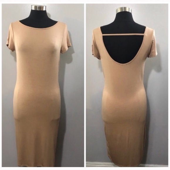 Sand or Black T Shirt Midi Dress Small - Picture 3 of 3